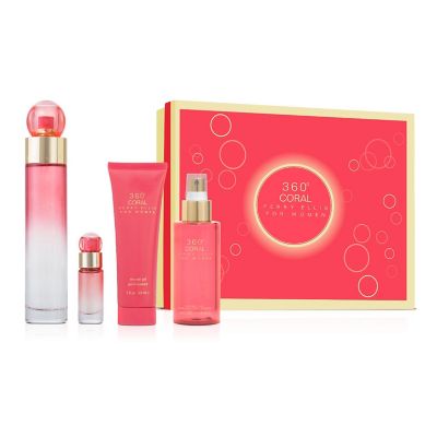 ESTUCHE PERRY ELLIS 360 CORAL MUJER 4PZS 100ML EDP + 7.5ML EDP + CREMA + DESODORANTE