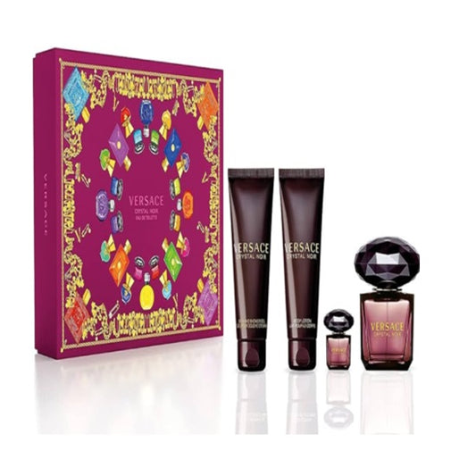 ESTUCHE VERSACE CRYSTAL NOIR MUJER 4PZS 90ML EDT + 5ML EDT + CREMA + GEL DE BAÑO