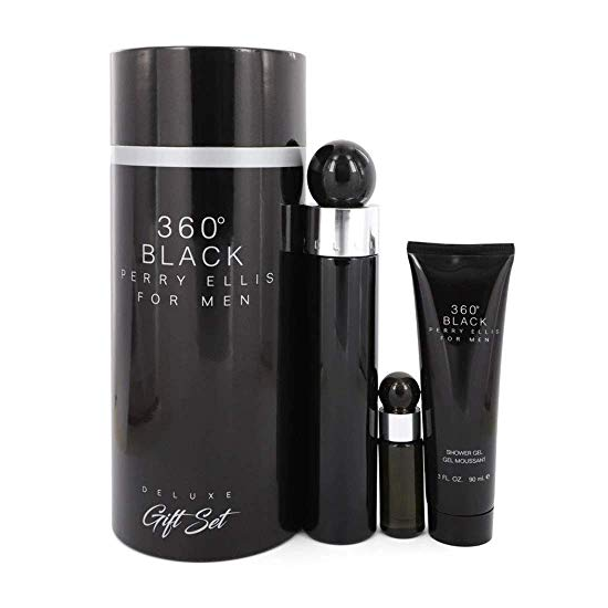 ESTUCHE PERRY ELLIS 360 BLACK CILINDRO HOMBRE 3PZS 100ML EDT +7.5ML EDT + SHOWER GEL