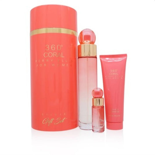 ESTUCHE PERRY ELLIS 360 CORAL CILINDRO MUJER 3PZS 100ML EDT + CREMA + 7.5 ML EDT