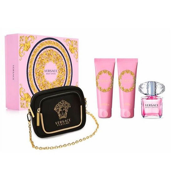 ESTUCHE VERSACE BRIGHT CRYSTAL ABSOLU MUJER 4PZS 90ML EDP + GEL DE BAÑO + CREMA + COSMETIQUERA