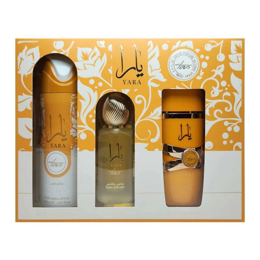 ESTUCHE LATTAFA YARA TOUS 100ML EDP + PERFUME DE CABELLO + SPLASH YARA TOUS