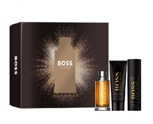 ESTUCHE HUGO BOSS THE SCENT HOMBRE 3PZS 100ML EDT + GEL DE BAÑO + DESODORANTE