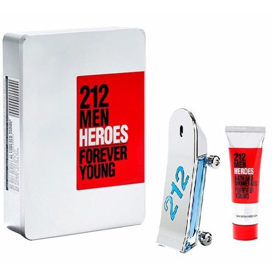 ESTUCHE CAROLINA HERRERA 212 HEROES HOMBRE 2PZS 90ML EDT + GEL DE BAÑO