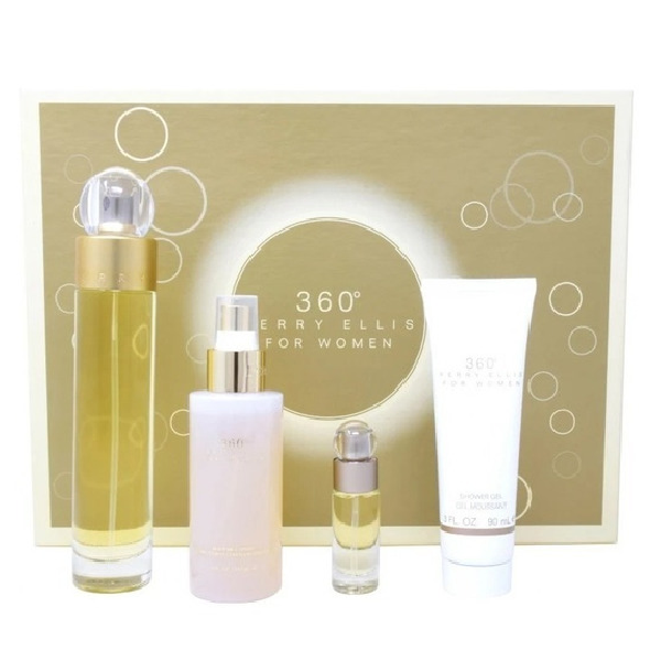 ESTUCHE PERRY ELLIS 360 MUJER 4PZS 100ML EDT + 7.5ML EDT + GEL DE BAÑO + SPLASH